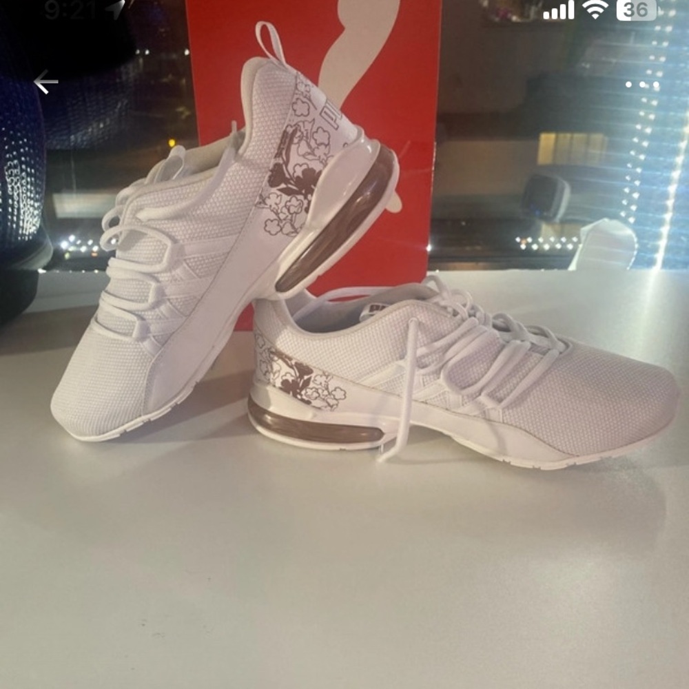 Puma Women's Floral White and Rose Sneakers